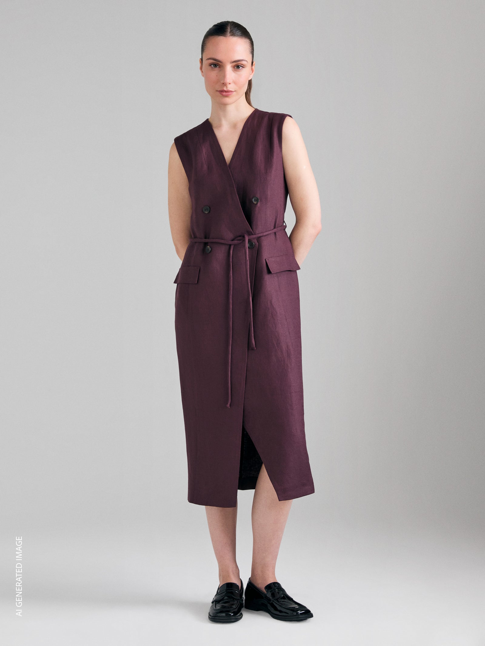 Vestido trespassado em linho - ucb_image_F