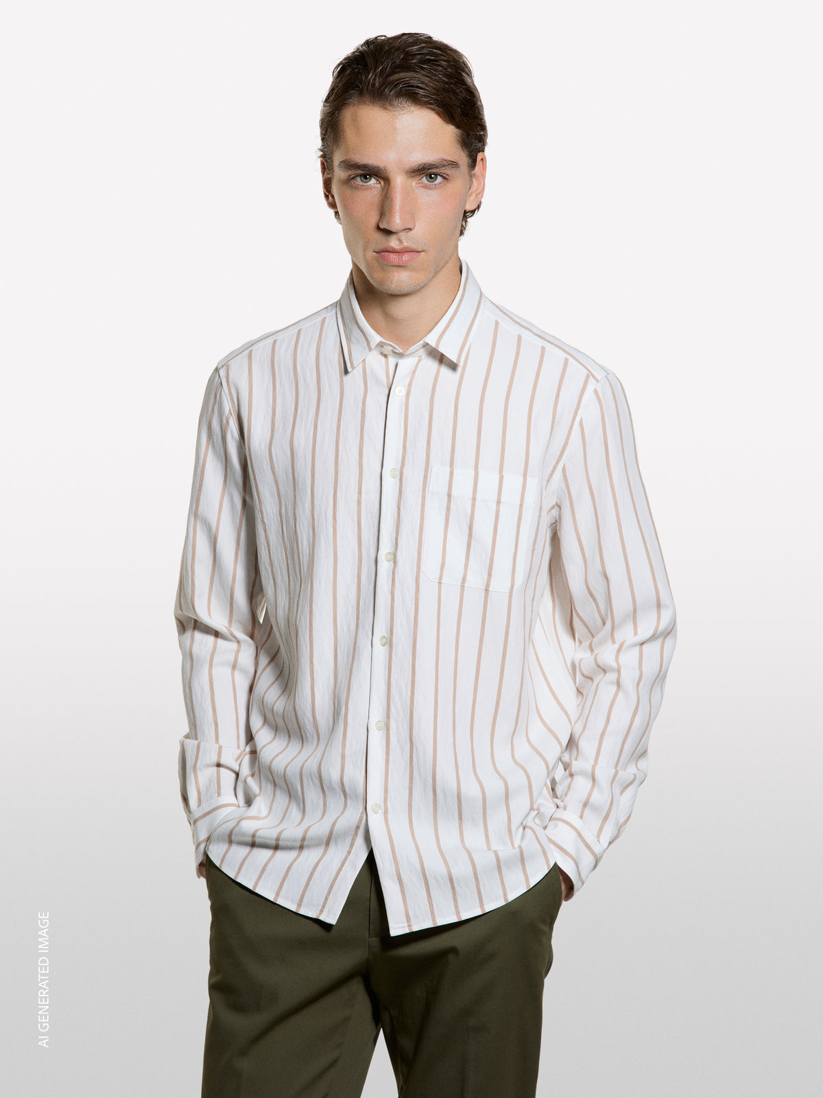 Camisa às riscas multicolor com bolso pequeno - ucb_image_FY