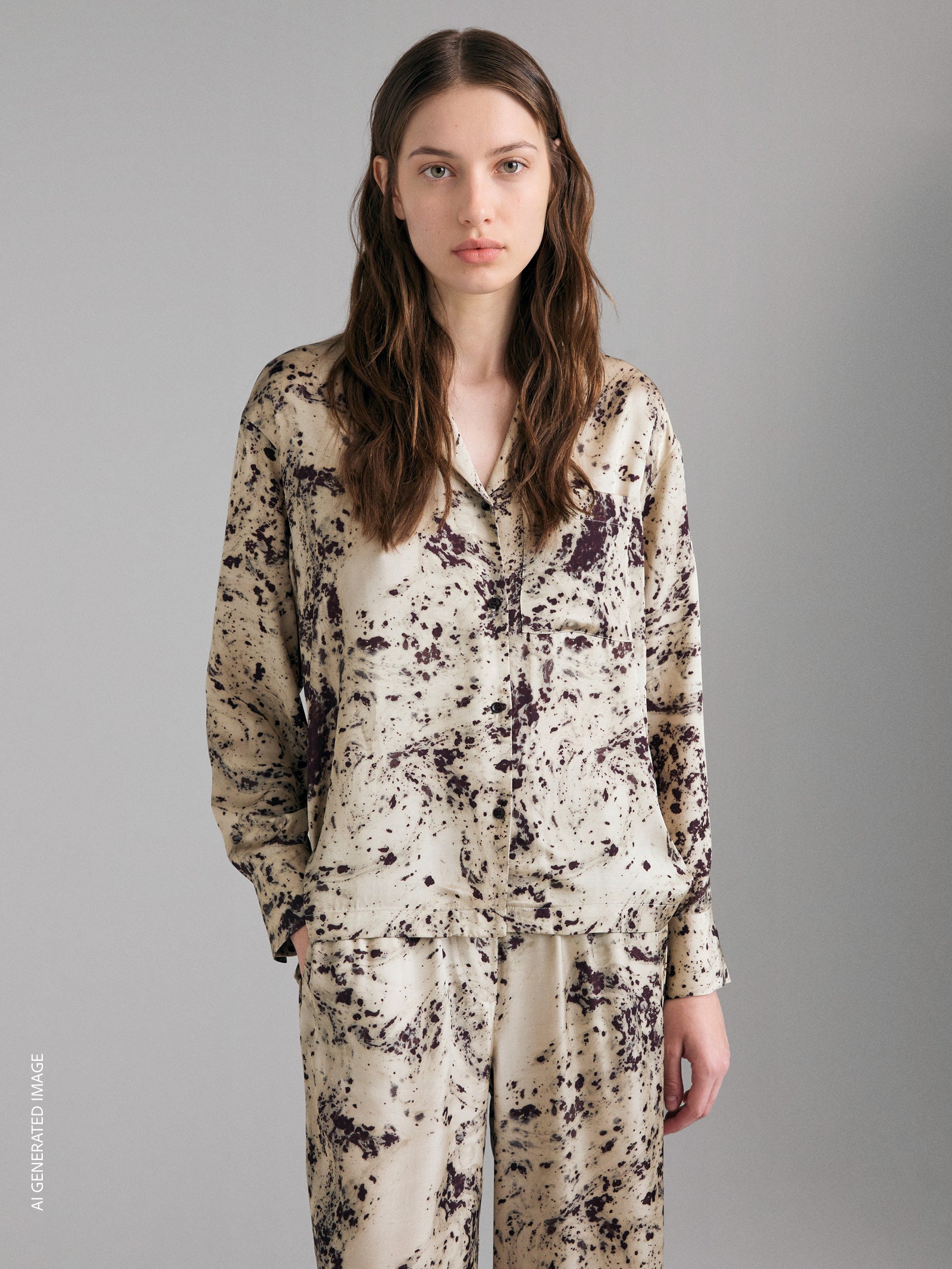 Printed satin shirt
