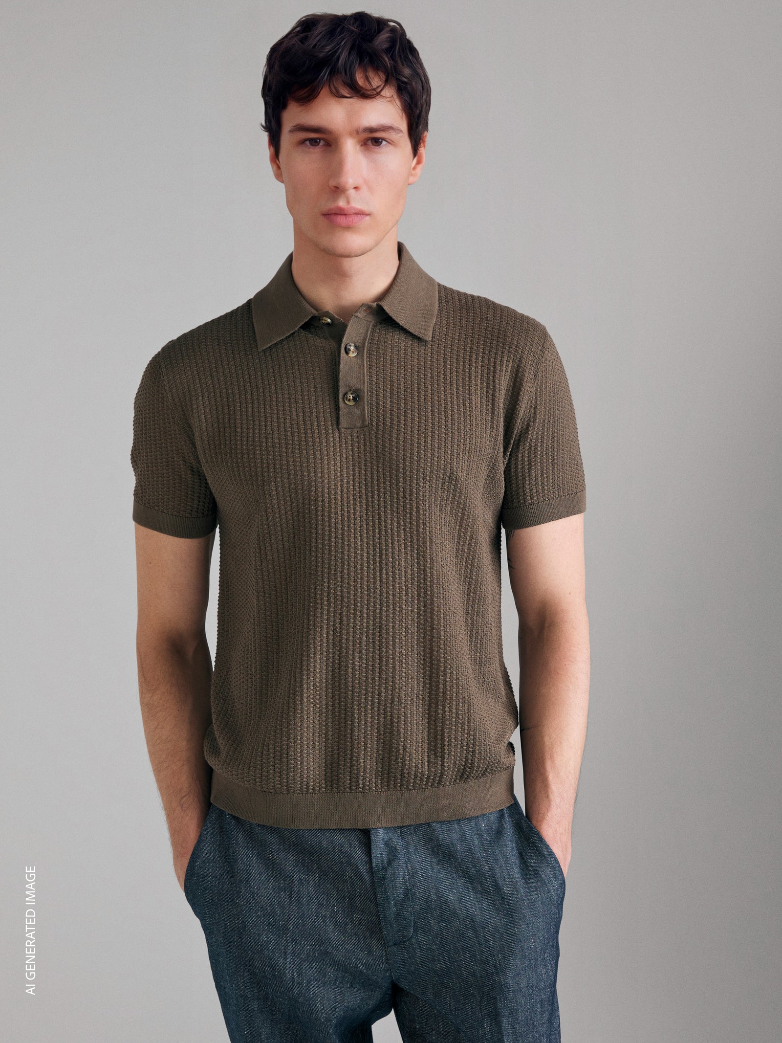 Regular fit knitted polo shirt