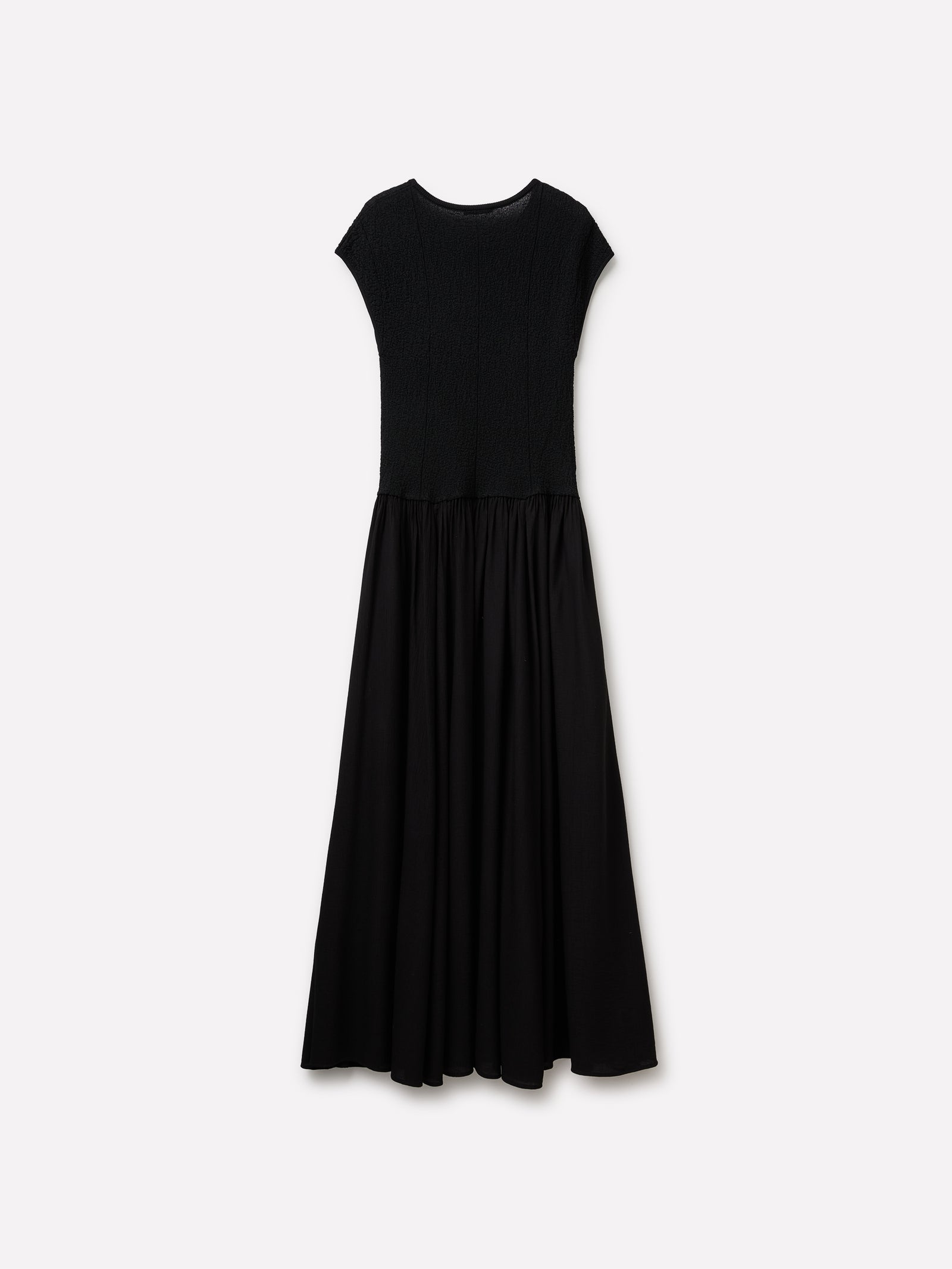 Vestido comprido em mistura de materiais - ucb_image_BS