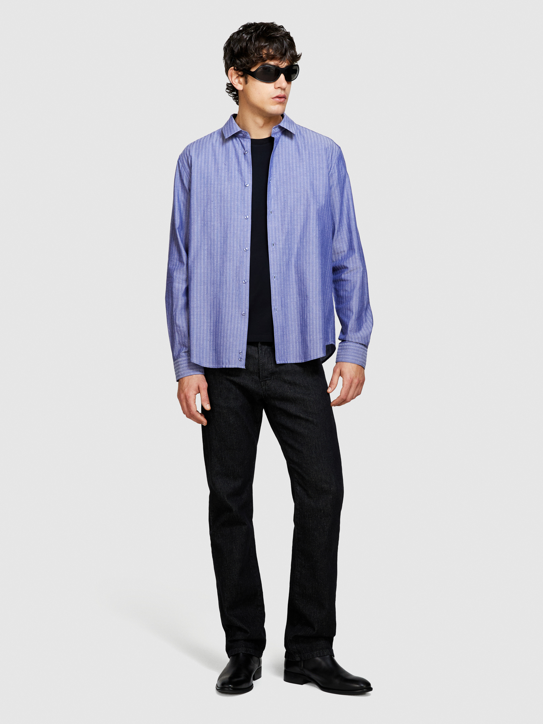 Sisley - Yarn Dyed Shirt, Man, Blue, Size: S