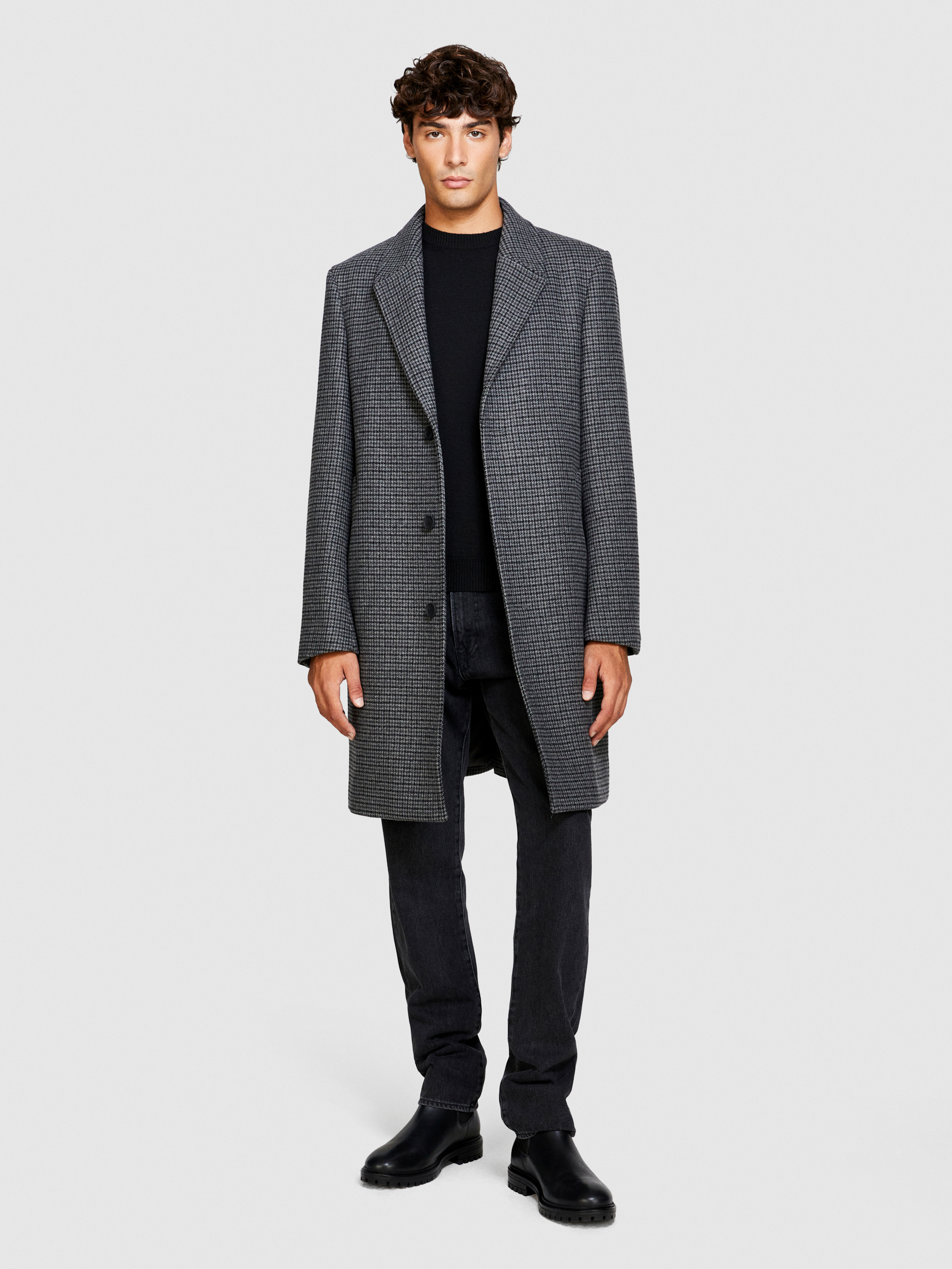 Sisley - Formal Coat, Man, Dark Gray, Size: 56