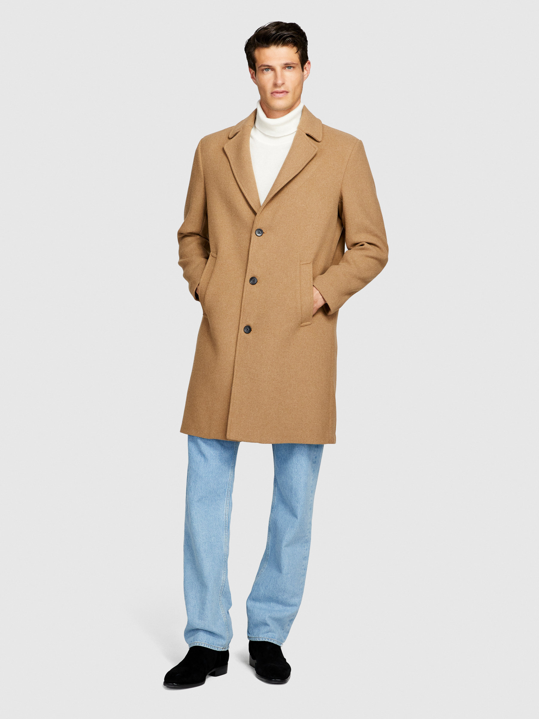 Sisley - Regular Fit Coat, Man, Camel, Size: 46