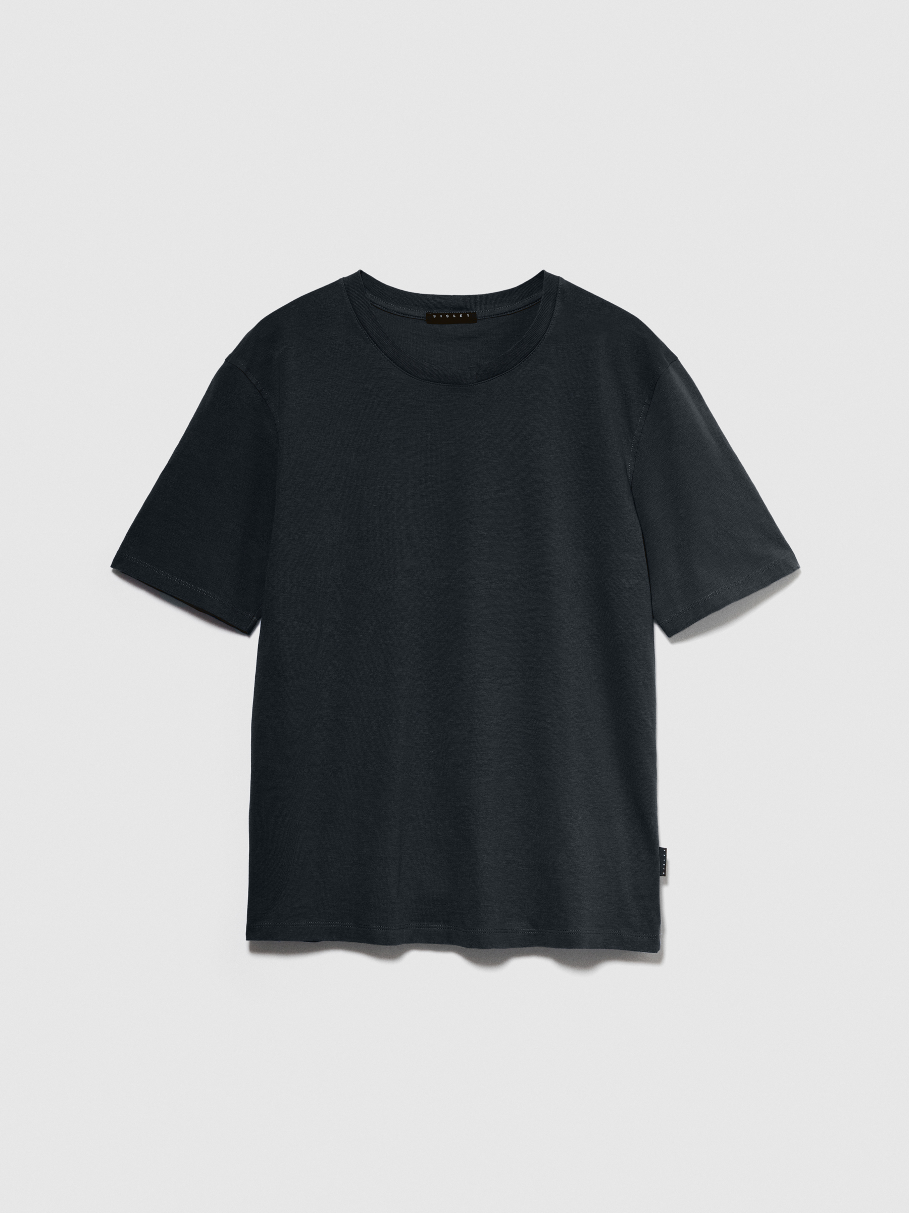 Sisley - Solid Color T-shirt, Man, Dark Gray, Size: XL