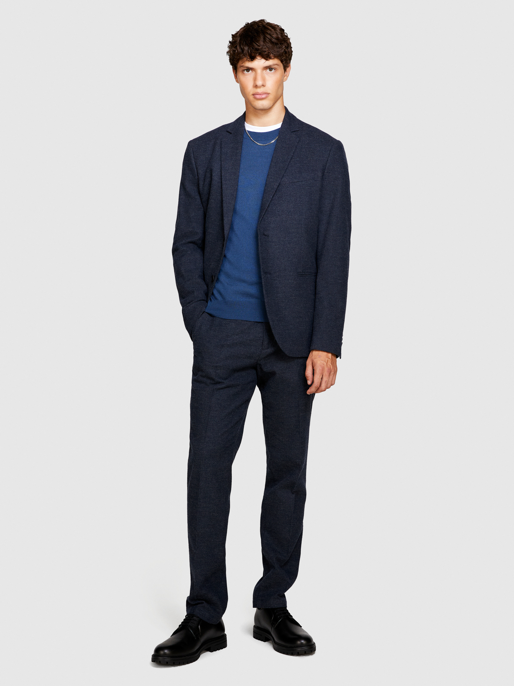 Sisley - Yarn Dyed Trousers, Man, Dark Blue, Size: 50