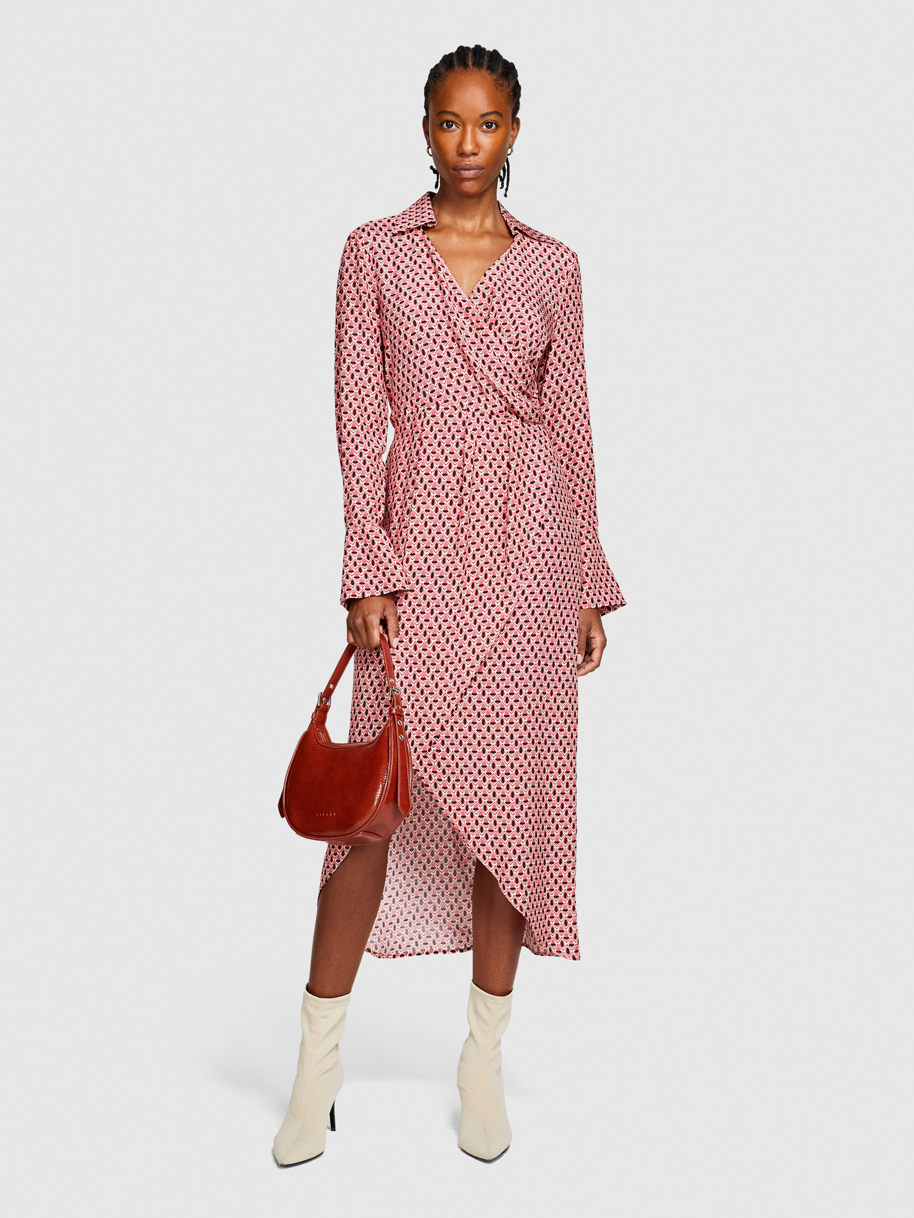 Sisley - Printed Midi Dress, Woman, Multi-color, Size: 44