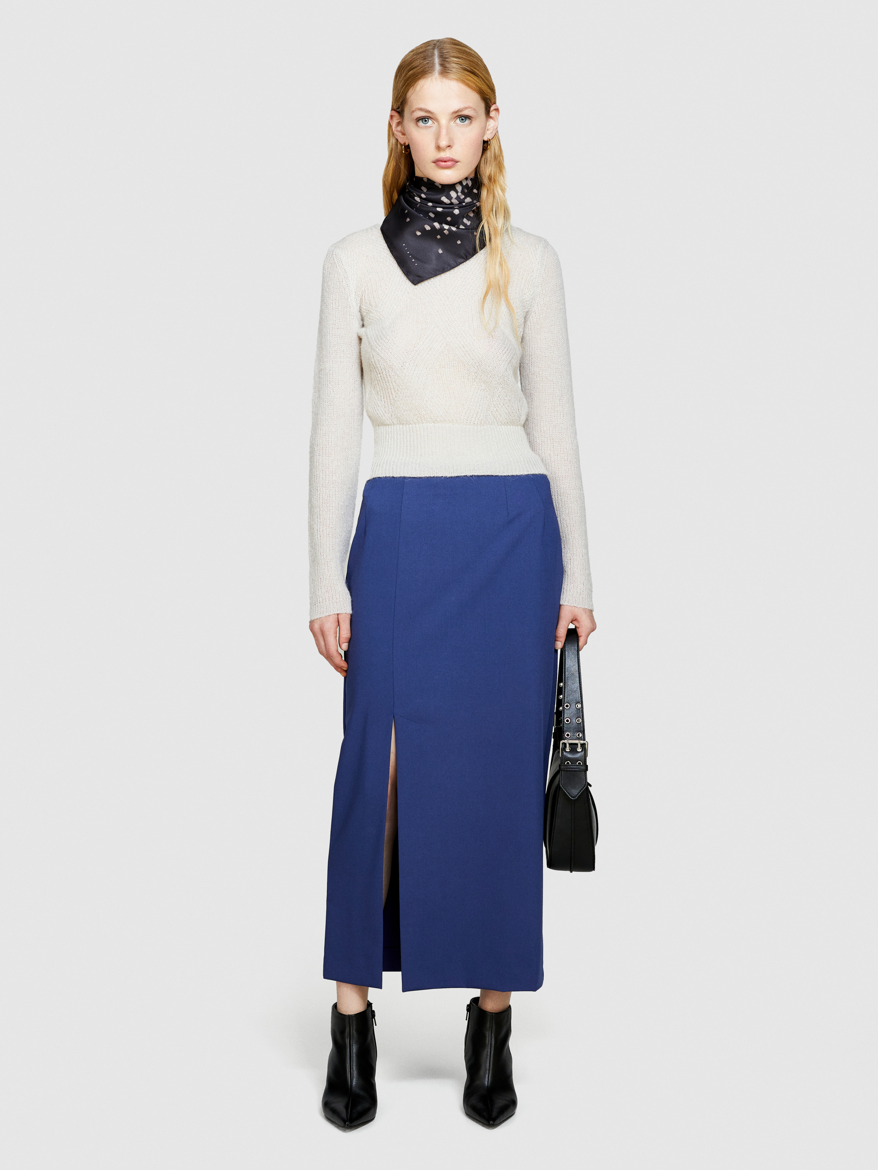 Sisley - Knit Sweater, Woman, Creamy White, Size: XS