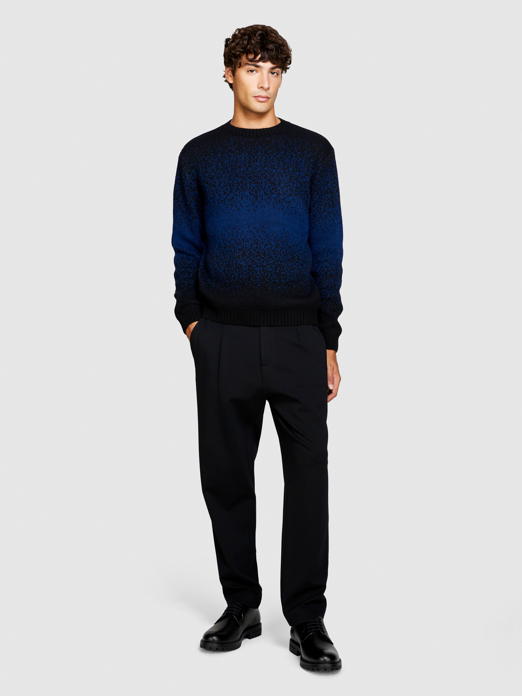 Sisley - Blurred Look Sweater, Man, Dark Blue, Size: S