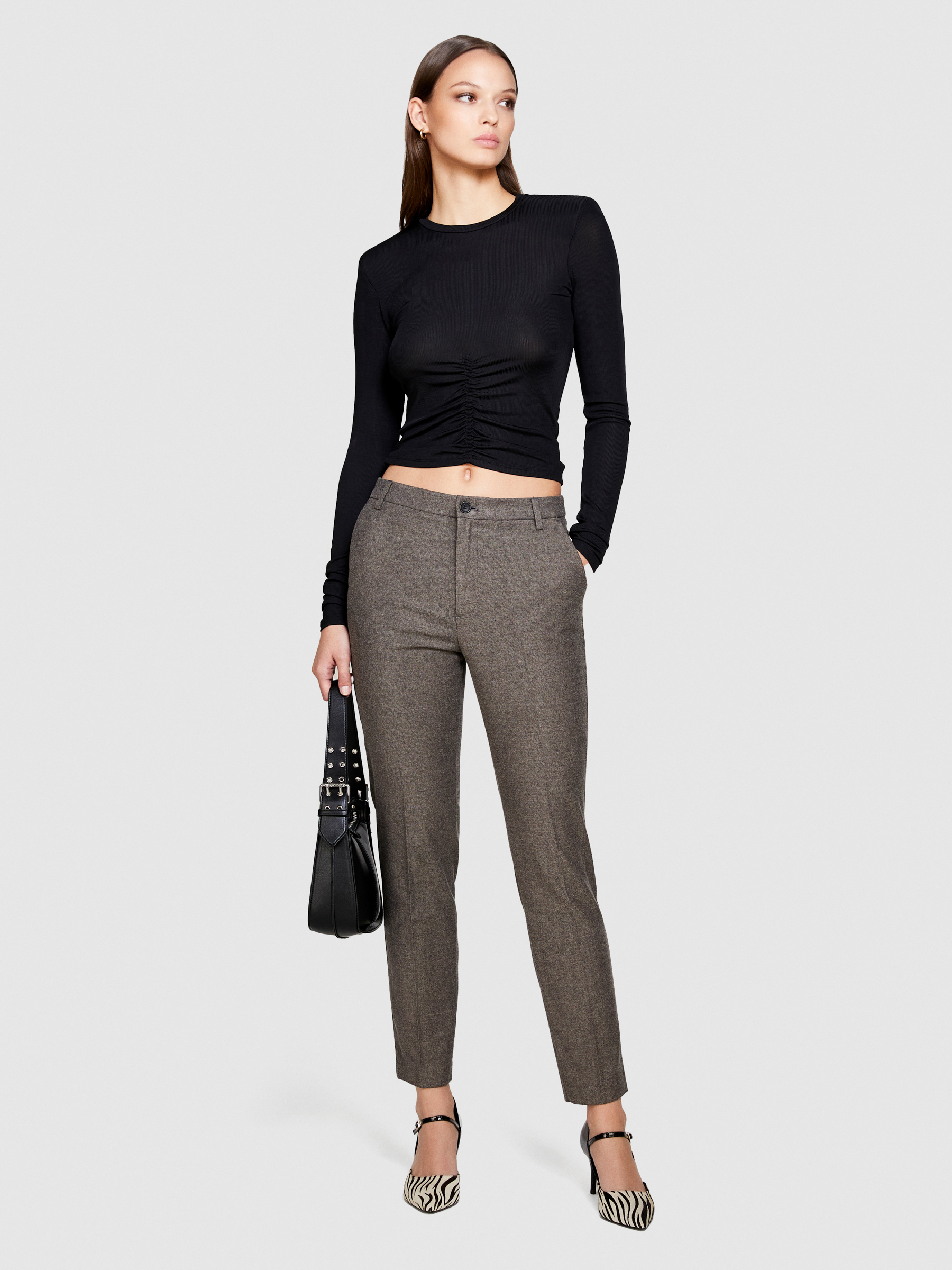 Sisley - Cigarette Trousers, Woman, Brown, Size: 44