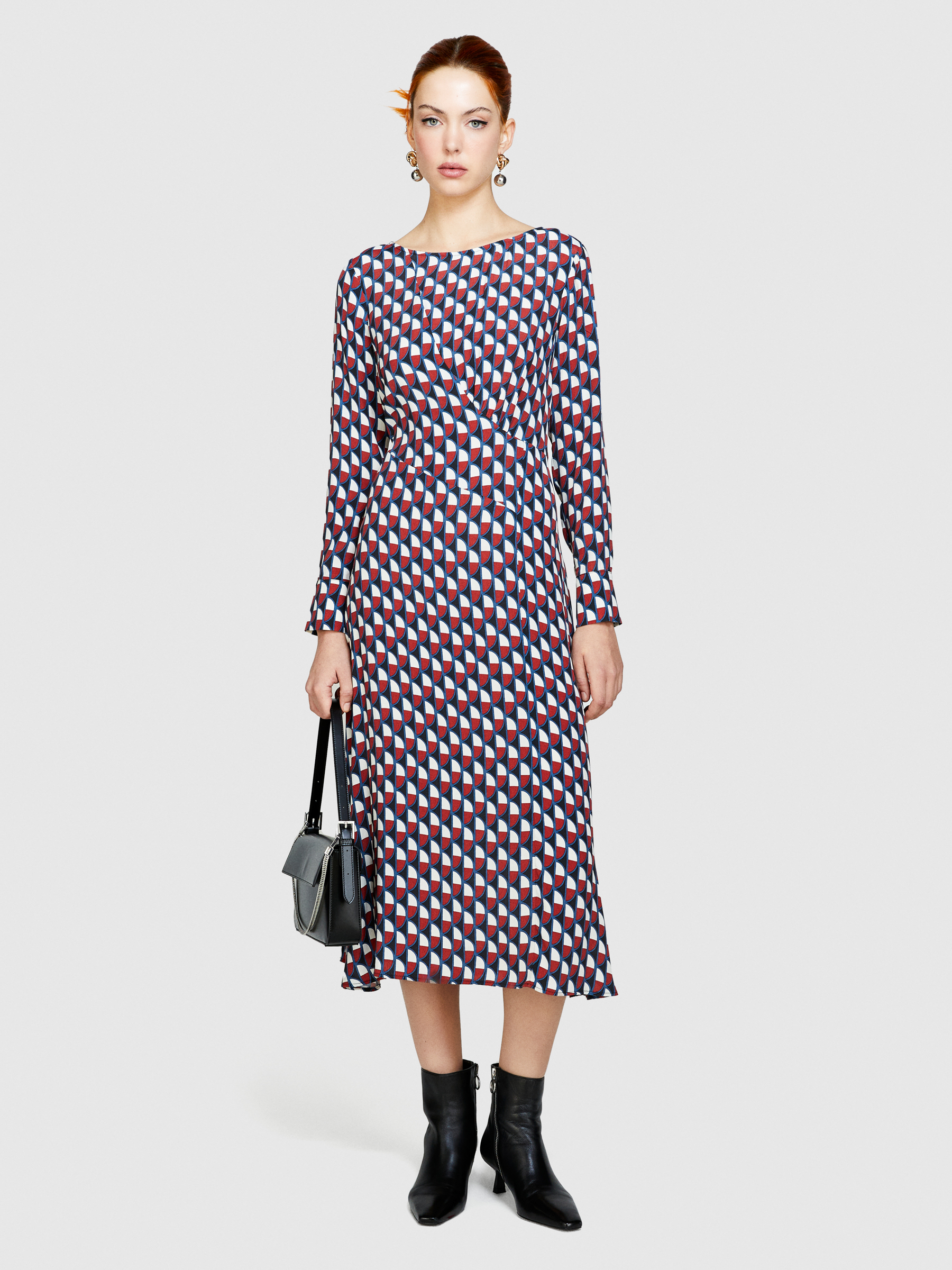 Sisley - Long Printed Dress, Woman, Multi-color, Size: 42