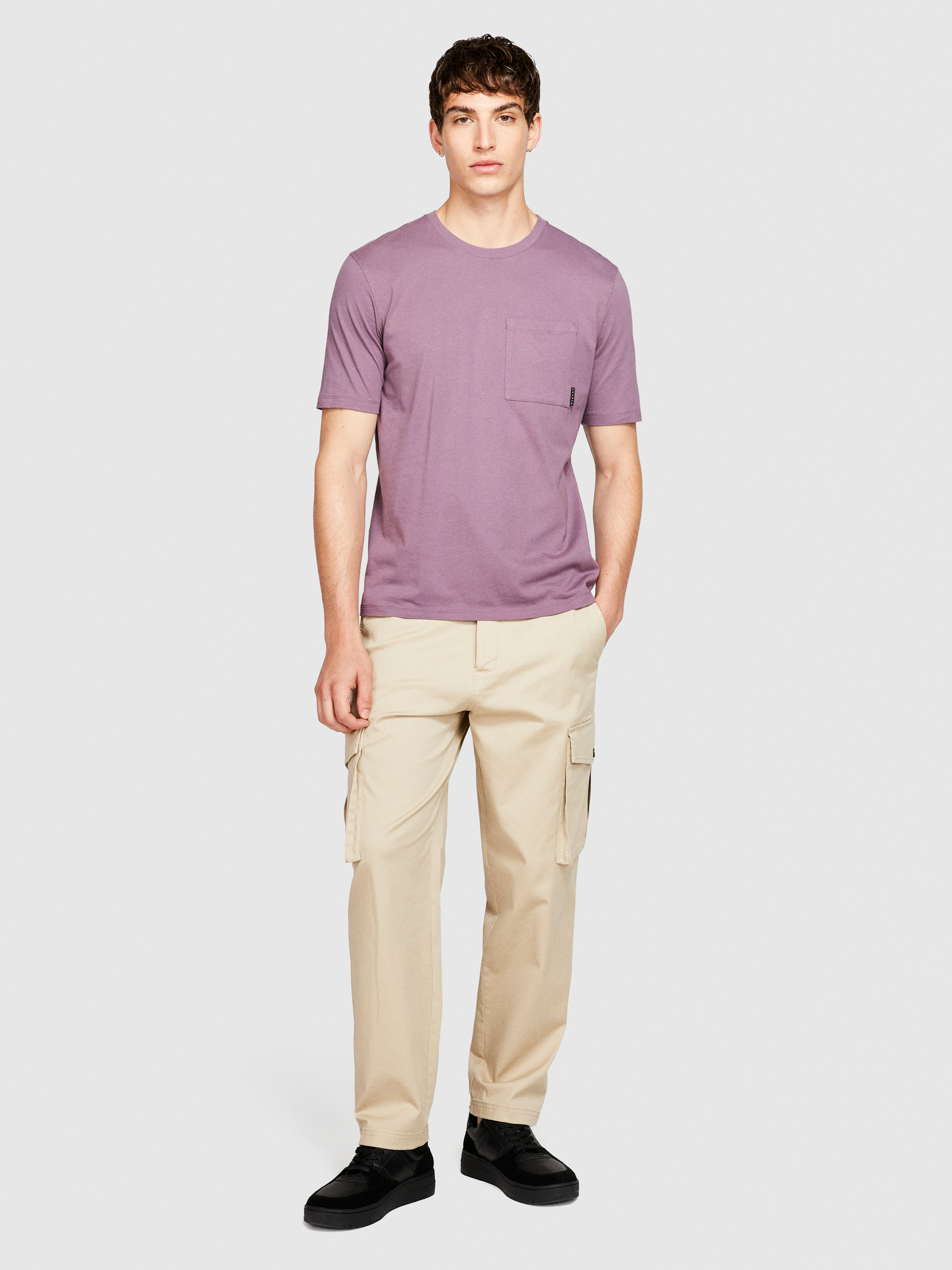 Sisley - T-shirt With Pocket, Man, Mauve, Size: M