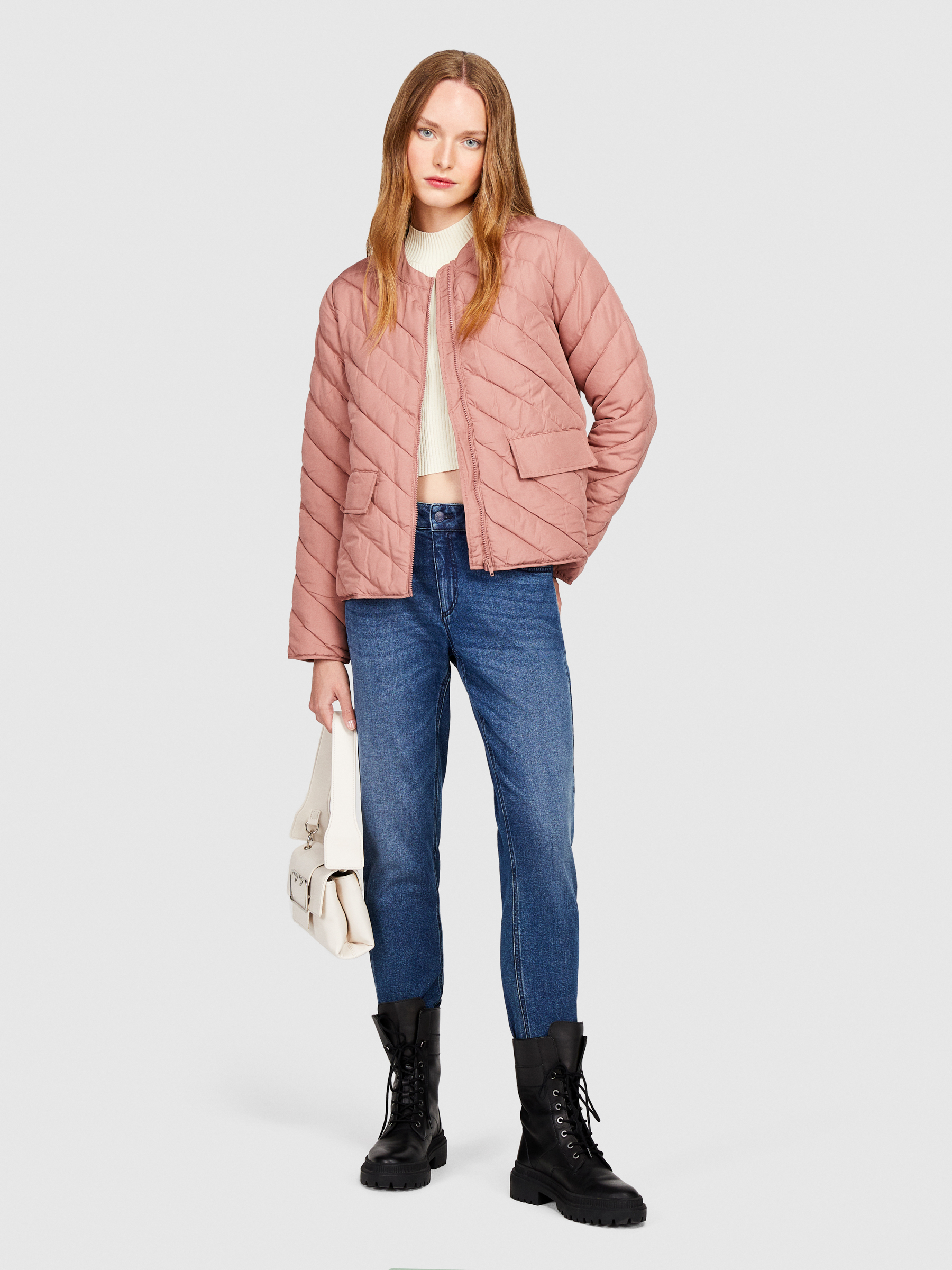 Sisley - Regular Fit Padded Jacket, Woman, Blush, Size: 48