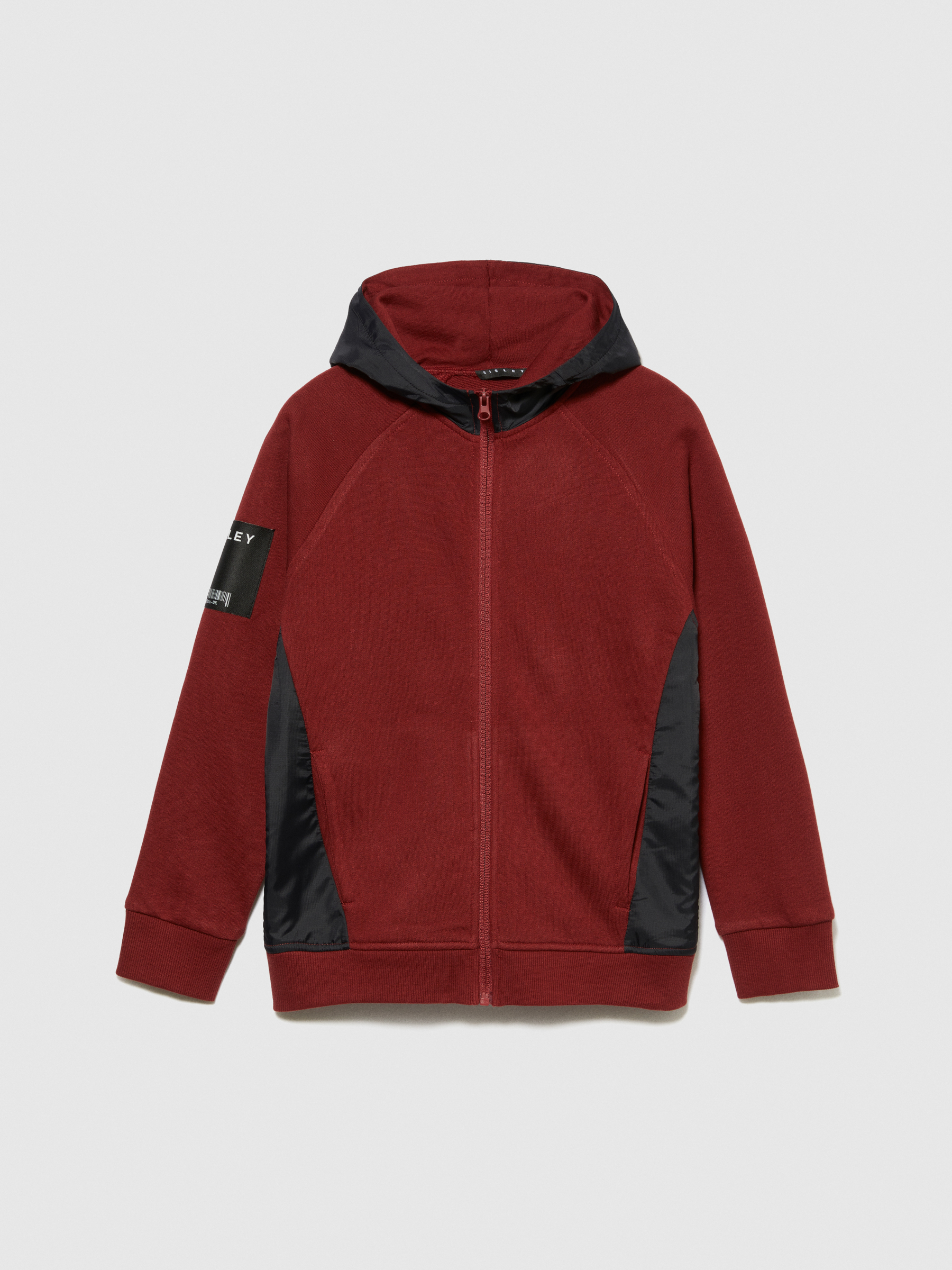 Sisley Young - Mixed Material Hoodie, Man, Burgundy, Size: KL