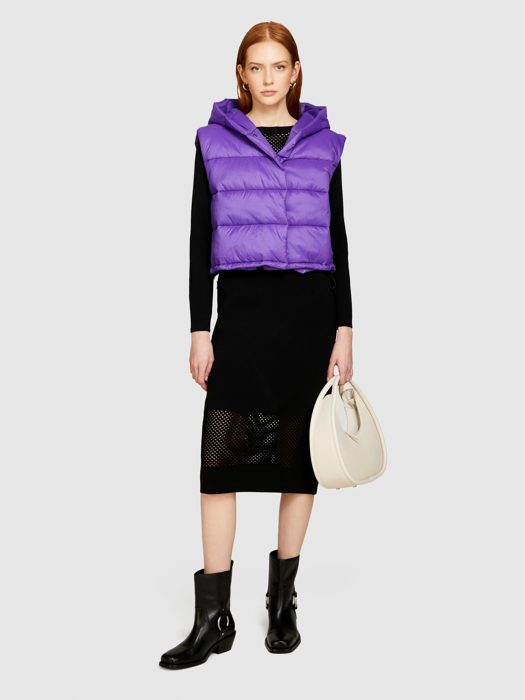 Sisley - Sleeveless Jacket With Hood, Woman, Lilac