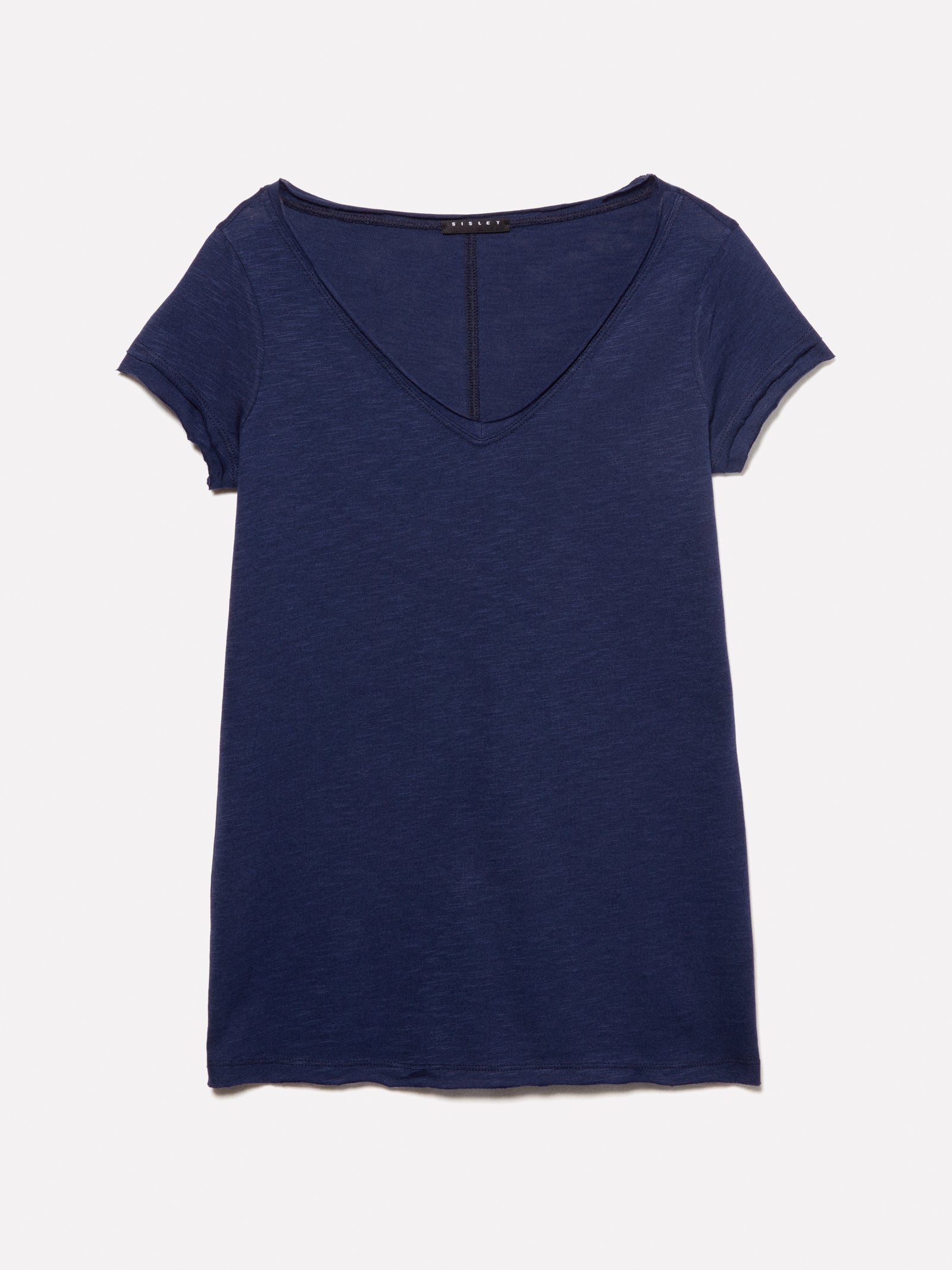 T-shirt decote em V azul-escuro - ucb_image_FS