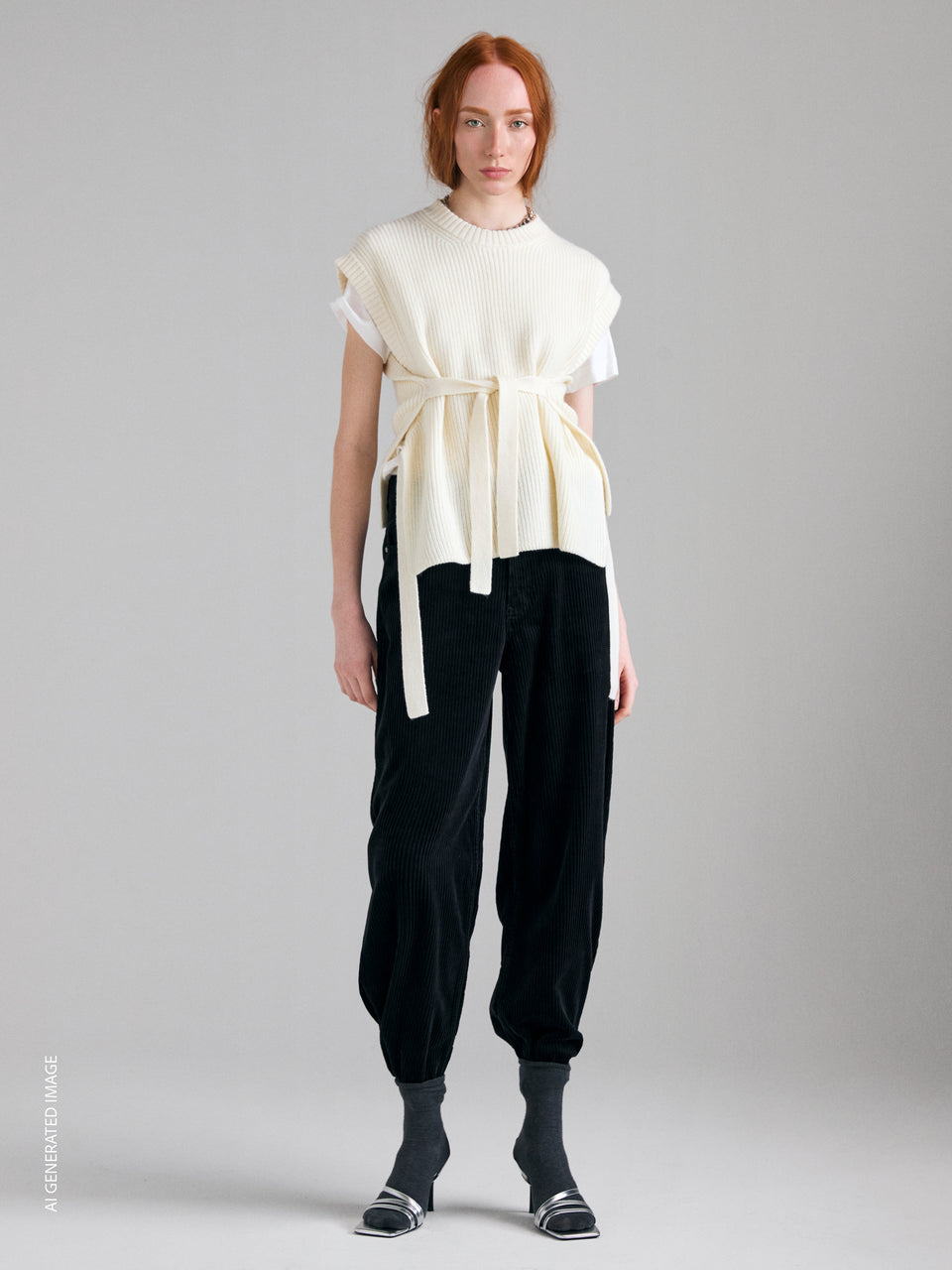 Gilet in maglia con lacci  - ucb_image_F