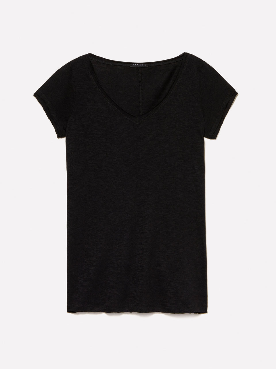T-shirt preta decote em V com corte vivo - ucb_image_FS