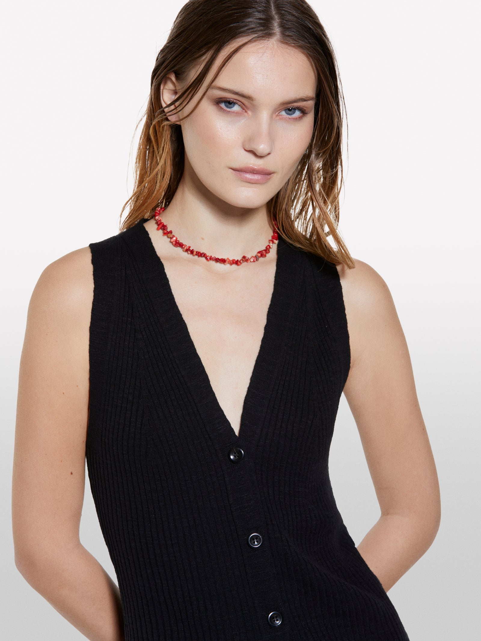 Black knit vest