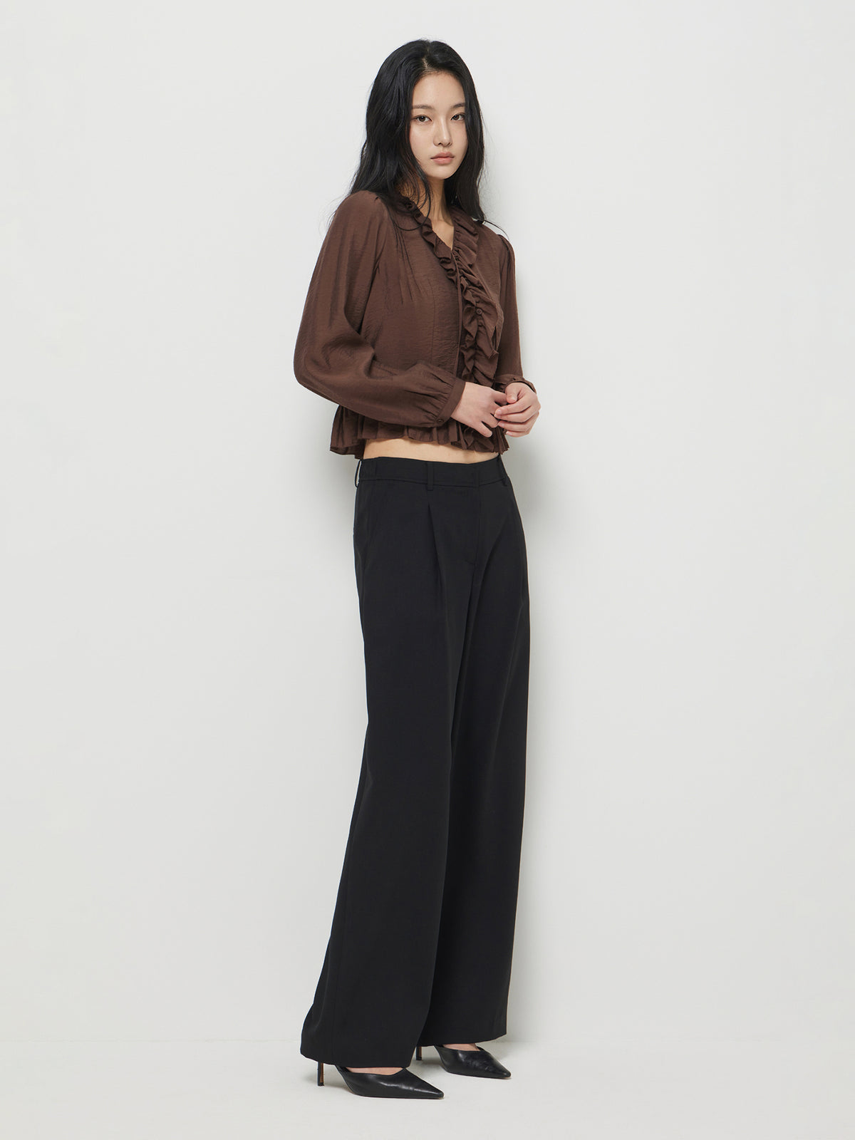 Wide black trousers