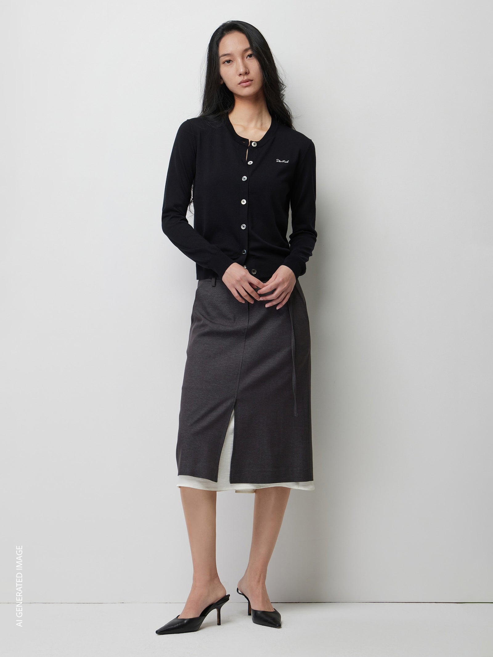 Contrast midi skirt