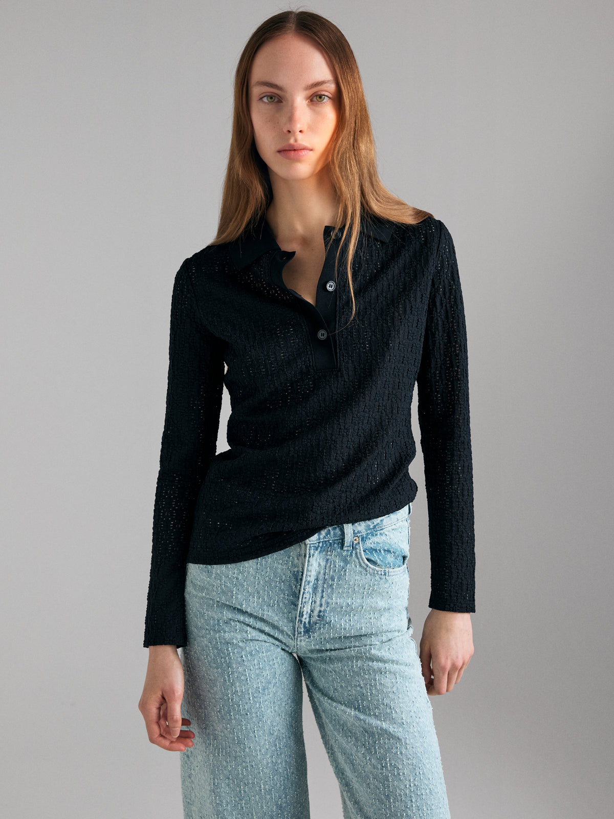 Perforated polo shirt