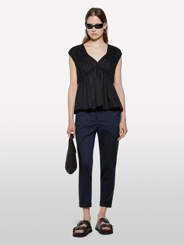 Calças azul-escuro cigarette - calças skinny para mulher | Sisley