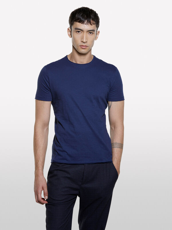 T-shirt de manga curta slim fit azul - t-shirt de manga curta para homem | Sisley