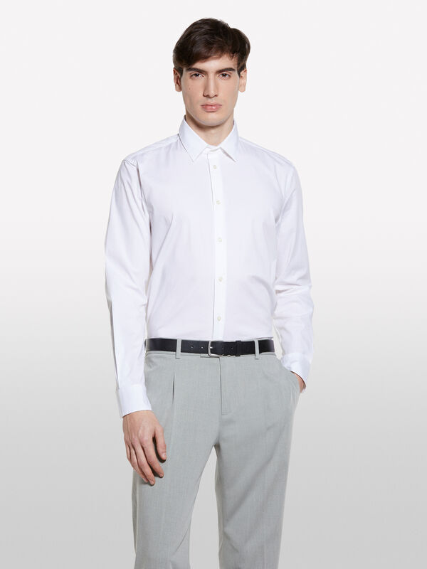 Camisa slim fit branca - camisas slim fit para homem | Sisley