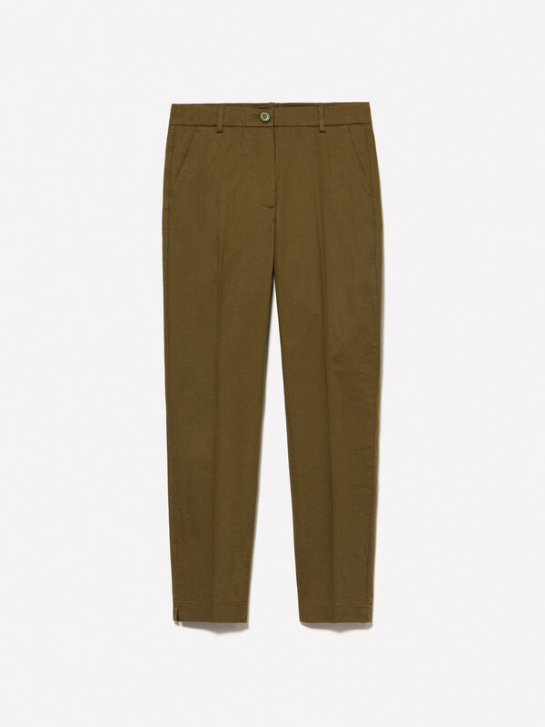 Chinos verde militar regular fit  Chinos verde militar regular fit  - calças chinos para mulher | Sisley