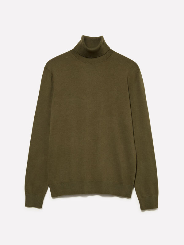 Camisola verde-oliva com gola alta - camisolas gola alta para homem | Sisley