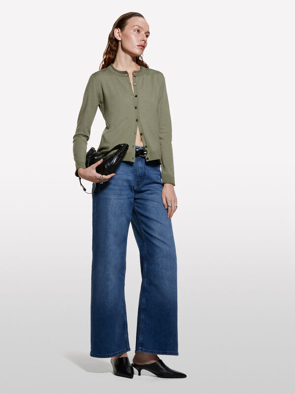 Cardigã regular fit verde militar - cardigãs para mulher | Sisley