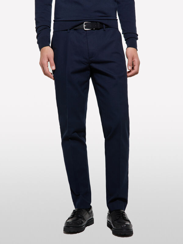 Chinos texturizados azul-escuro - calças slim para homem | Sisley