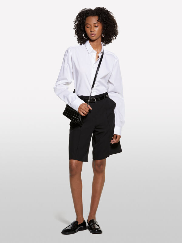 Bermudas pretas relaxed fit - calças calções para mulher | Sisley