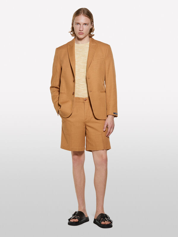 Bermudas regular fit camel - calças calções para homem | Sisley