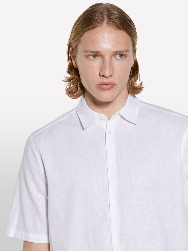 Camisa de manga curta branca - camisas regular para homem | Sisley
