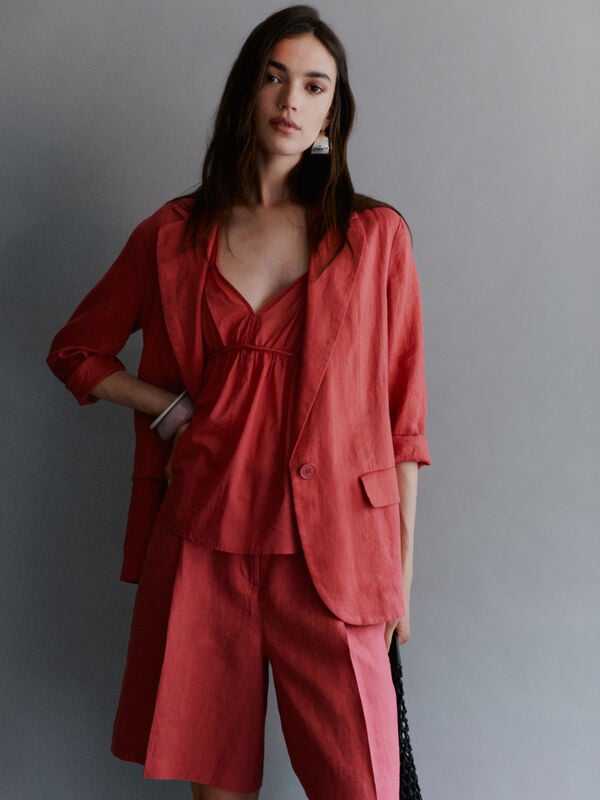 Blazer blush em 100% linho - blazers para mulher | Sisley