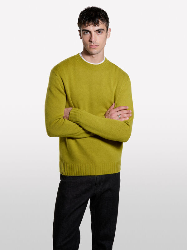 Crew neck sweater in wool blend - camisolas gola redonda para homem | Sisley