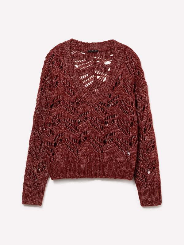 Maxi camisola perfurada - camisolas decote em v para mulher | Sisley