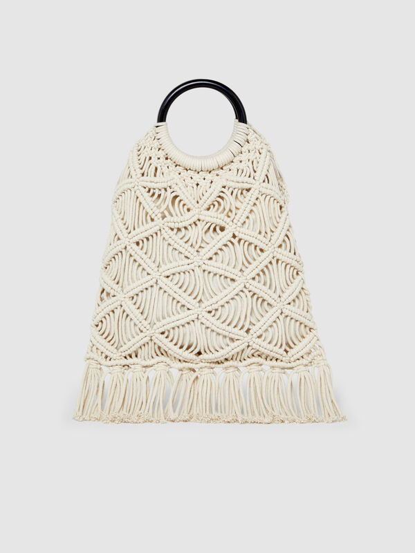 Bolsa em croché com franjas - bolsas tote bag para mulher | Sisley