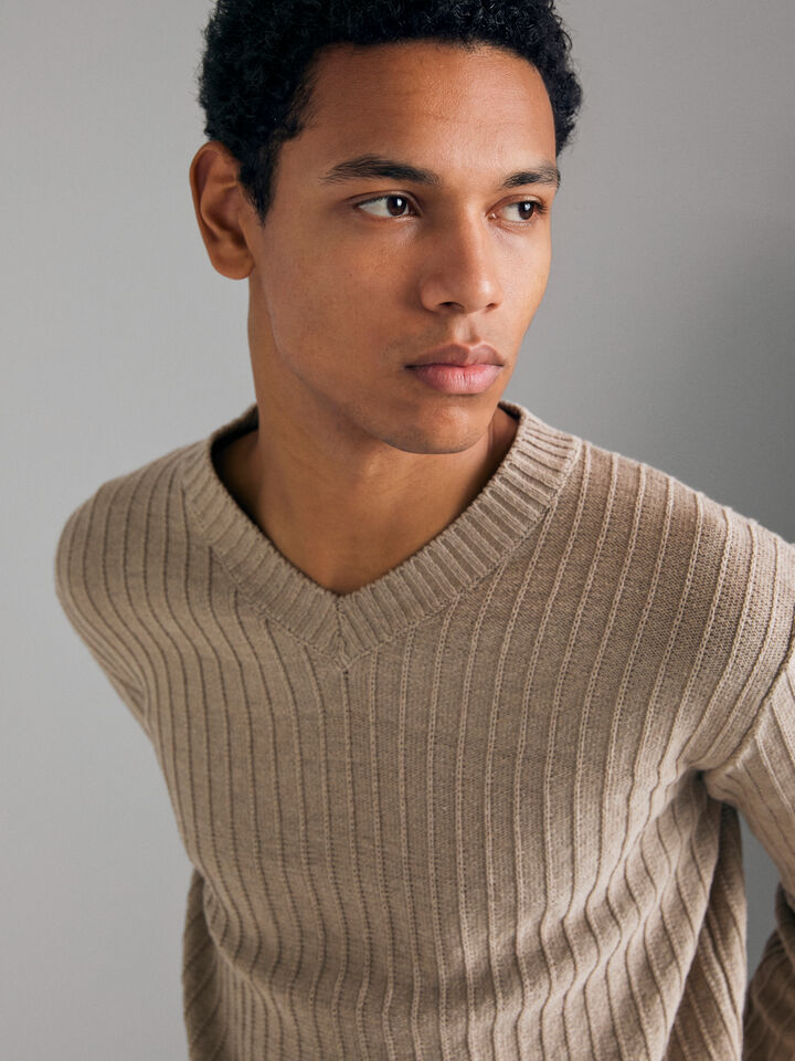 V NECK SWEATER L/S Homem