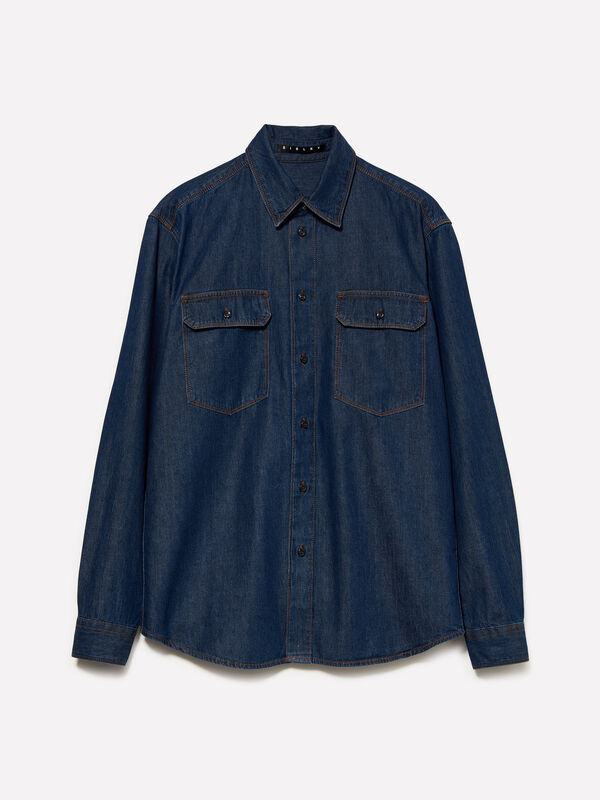 Camisa de jeans azul - camisas regular para homem | Sisley