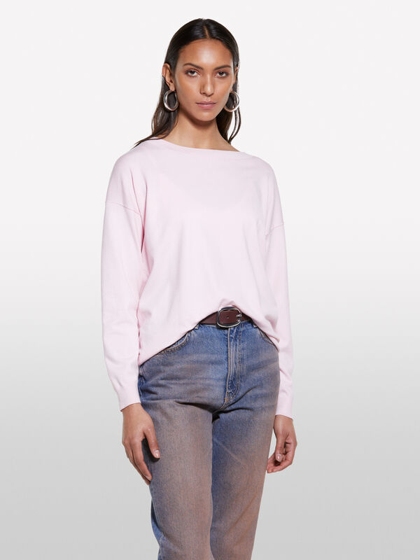 Camisola com decote à barco rosa - camisolas decote à barco para mulher | Sisley