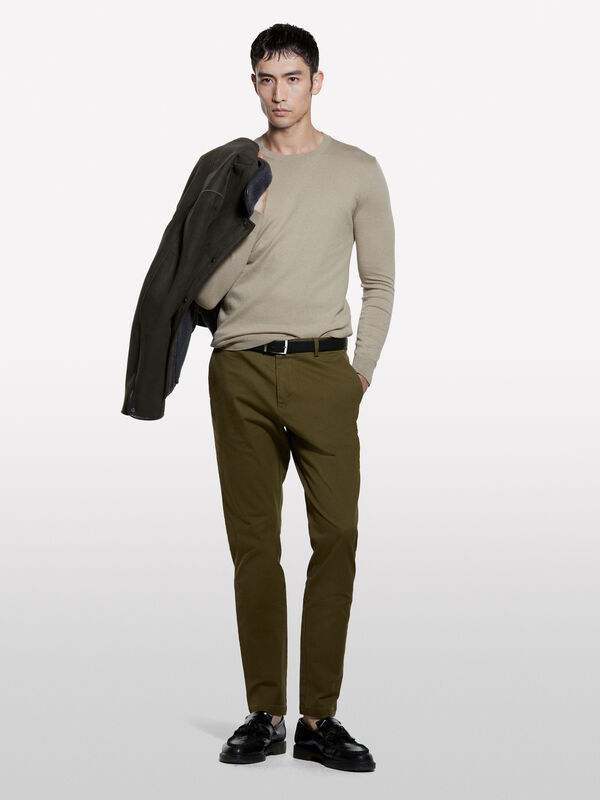 Camisola de gola redonda camel - camisolas gola redonda para homem | Sisley