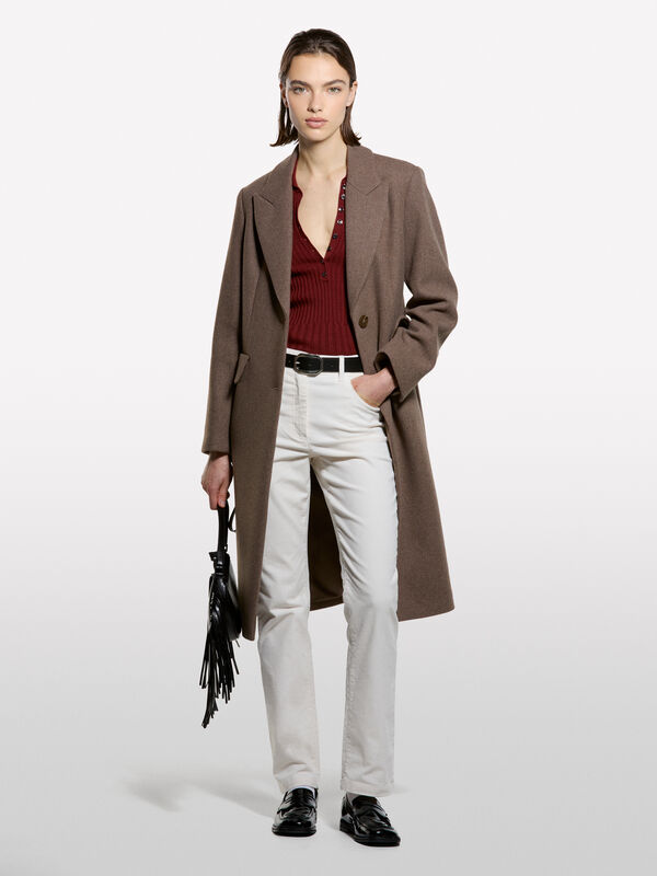 Polo canelado - camisolas gola redonda para mulher | Sisley