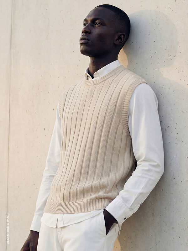 Colete de malha - camisolas gola redonda para homem | Sisley