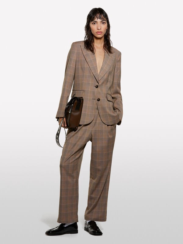 Blazer bege aos quadrados  Blazer bege aos quadrados  - blazers para mulher | Sisley