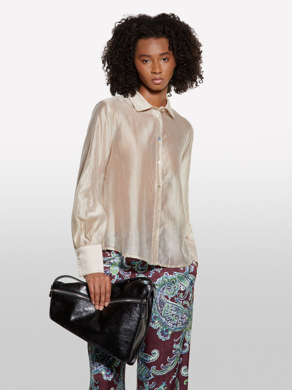 Camisa bege semitransparente - camisas para mulher | Sisley