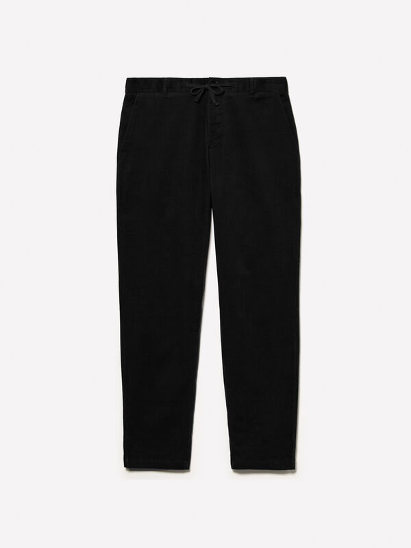 Joggers preto de veludo canelado - calças joggers para homem | Sisley