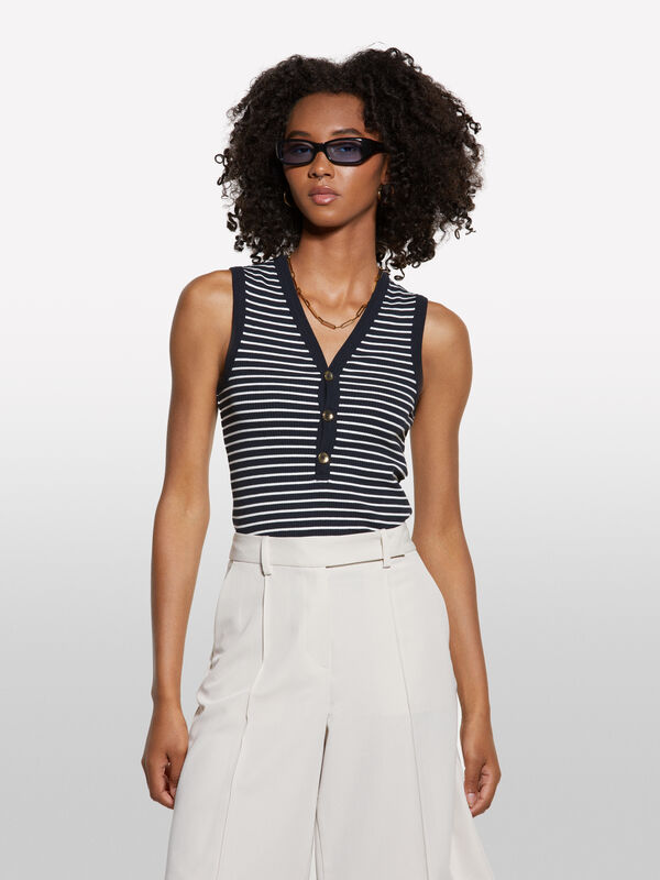 Top às riscas com botões - tops para mulher | Sisley